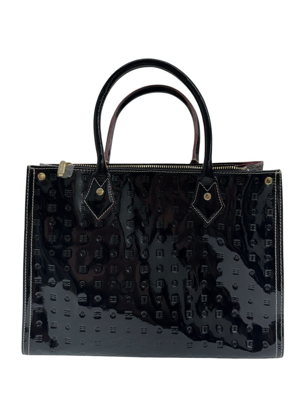 Arcadia Italian Satchel Black Patent & Python Accents Leather